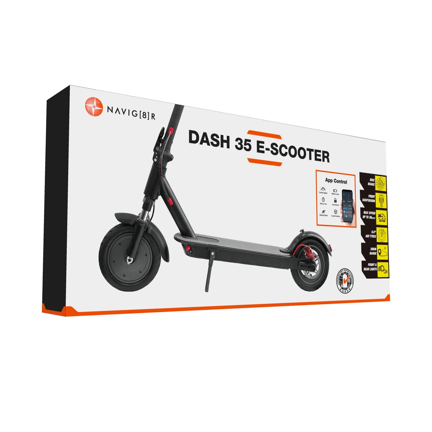 Navig8r Dash 35 E-Scooter with 8.5" Air Tyres & Dual Suspension