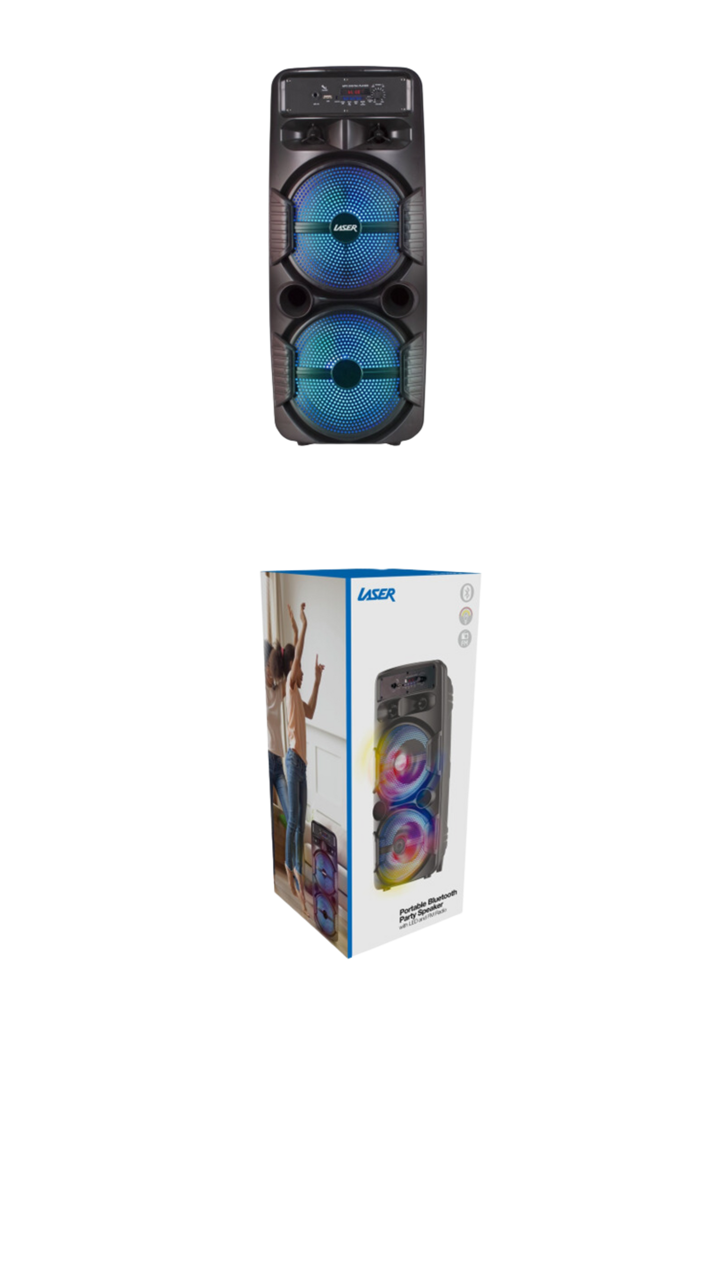 Laser Portable Bluetooth Party Speaker with LED & FM Radio