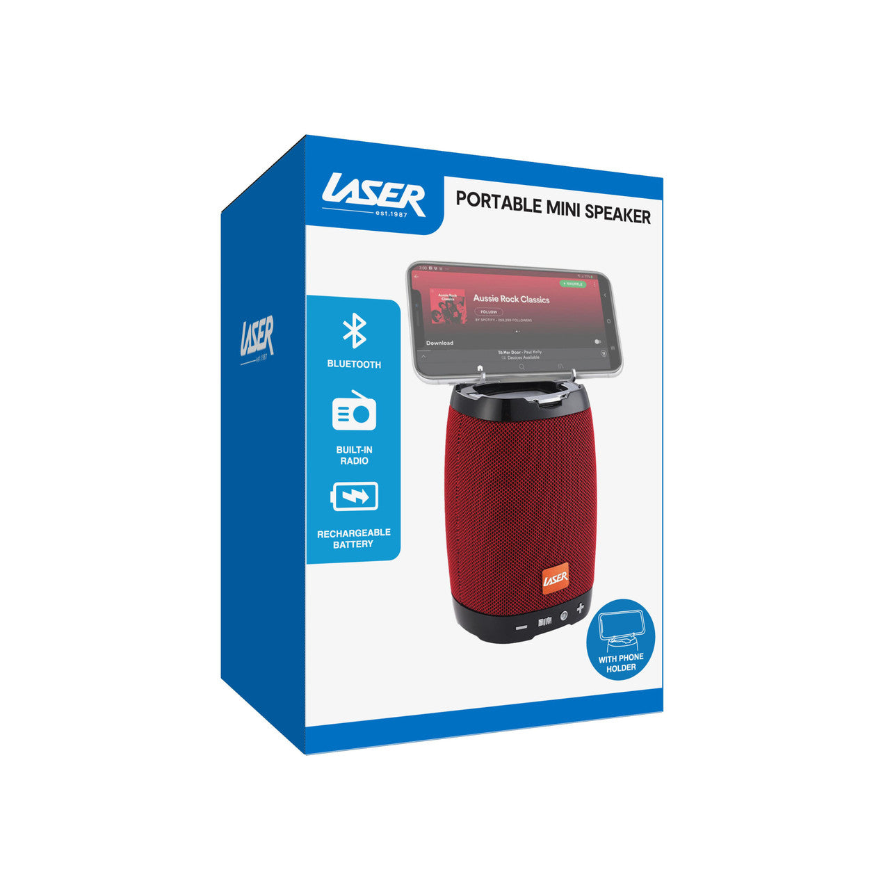 Laser Red Bluetooth Speaker with Phone Holder 5W