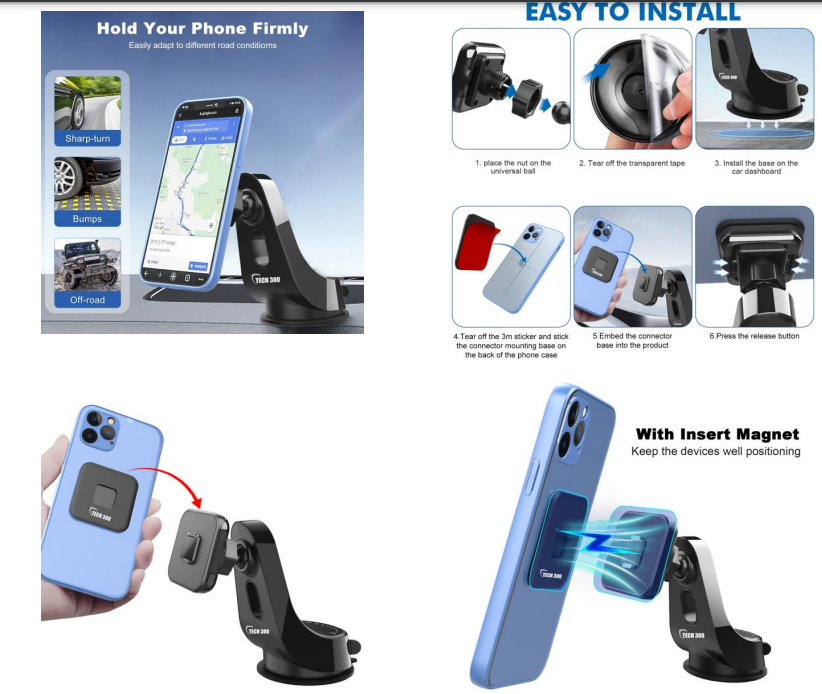 Tech300 Magnetic Lock Car Holder