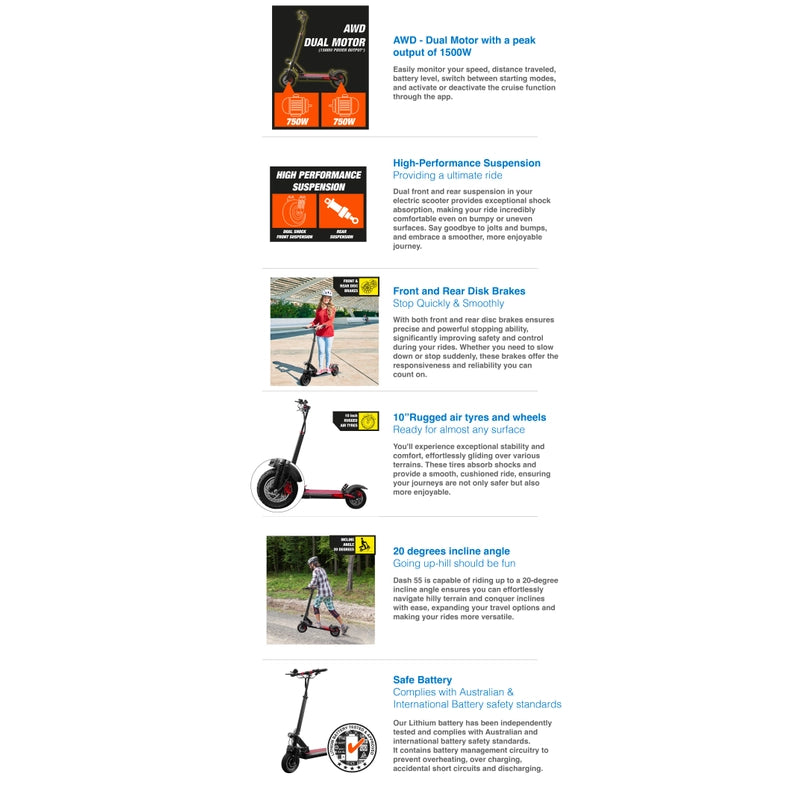 Navig8r E-Scooter Dash 55 - Dual Motor Dual Suspension