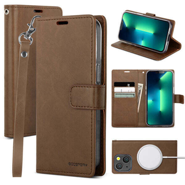 iPhone 15 Plus Blue Moon Brown Wallet Case