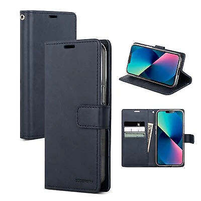 iPhone 15 Pro Max Blue Moon Black Wallet Case