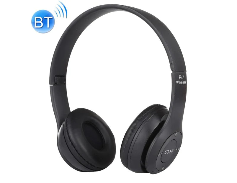 P47 Foldable Wireless Bluetooth Headphone With 3.5Mm Audio Jack, Support Mp3 / Fm / Call (Black)
