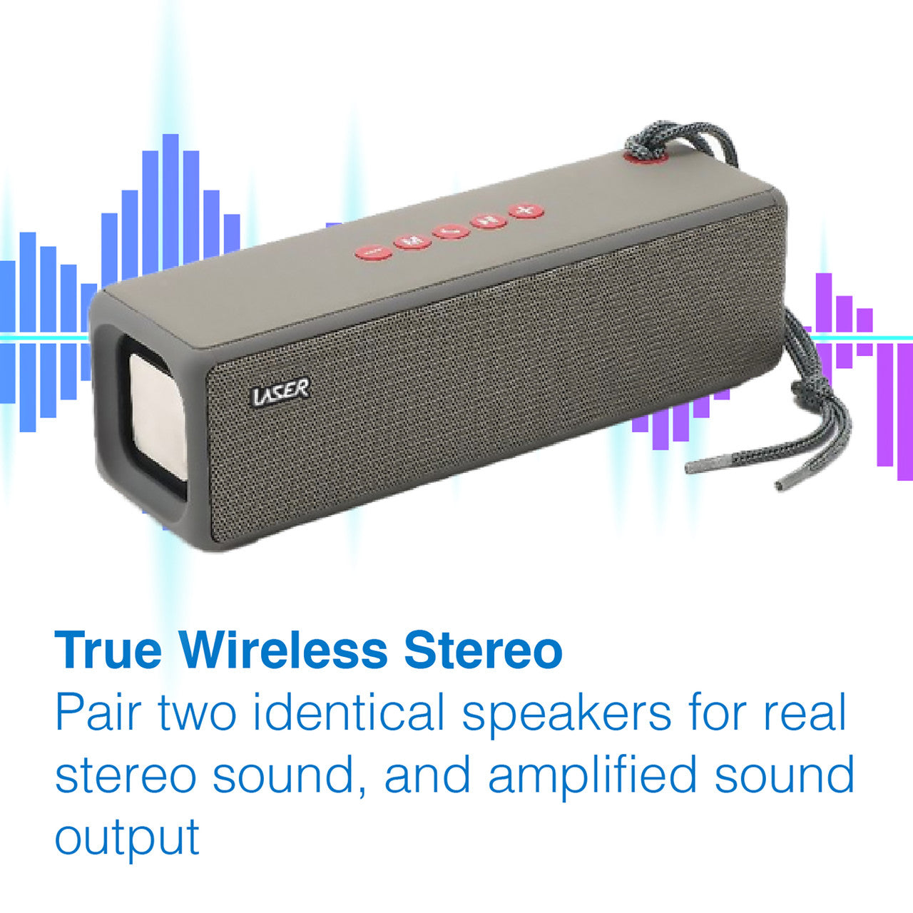 Laser TWS Bluetooth Bar Speaker - Portable Stereo Grey