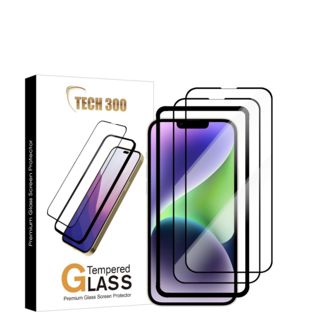 Tech300 Tempered Glass Protector Set For iPhone 14+