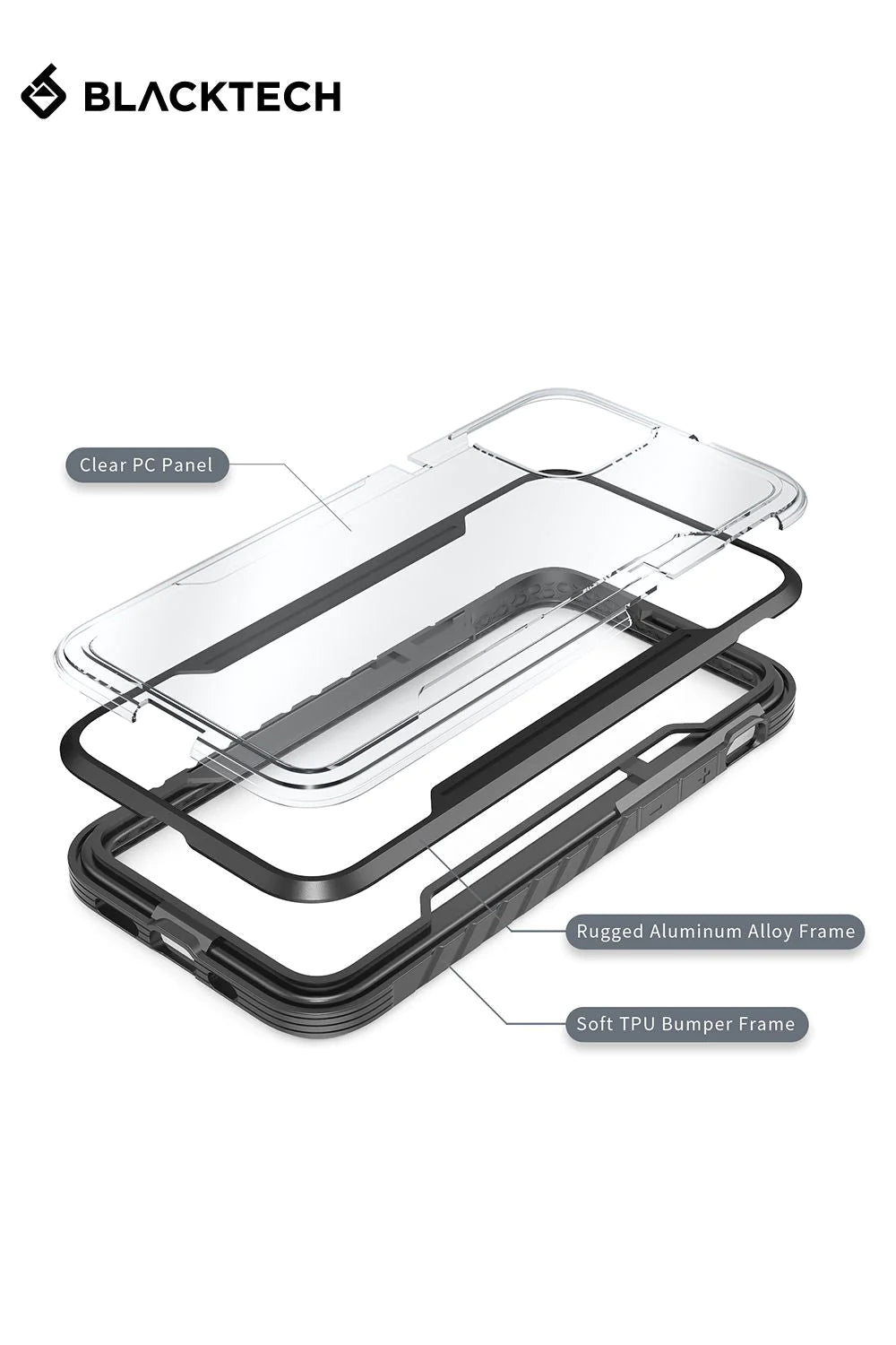 Blacktech Aluminium Alloy Grey iPhone 12 Pro Max Case