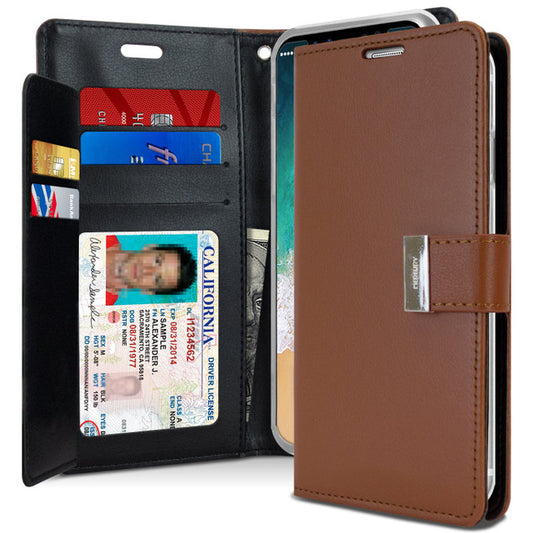 Rich Diary iPhone X Brown Wallet Case