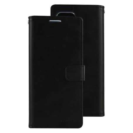 iPhone 14 Pro Blue Moon Diary Black Wallet Case